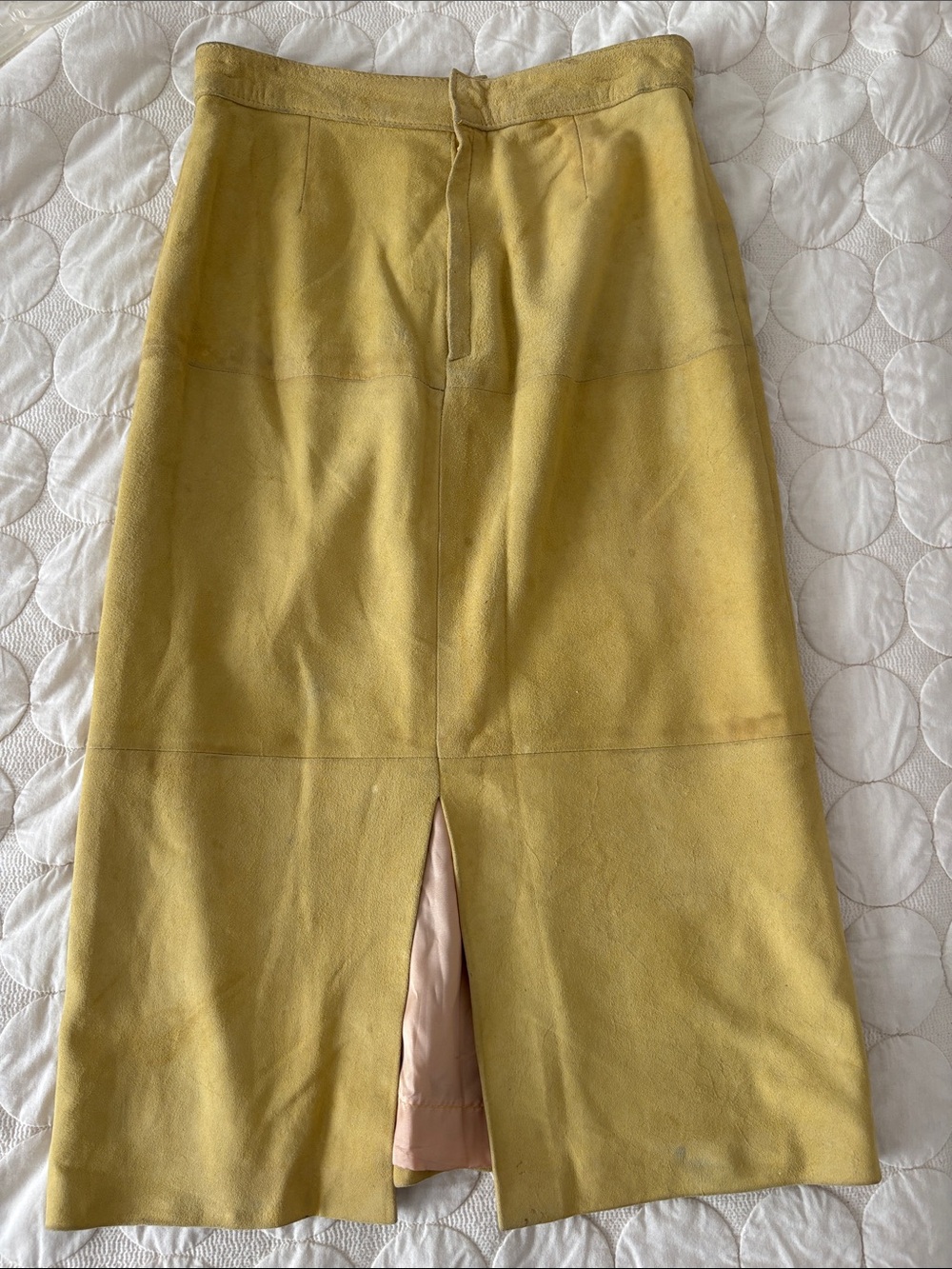 RARE Authentic Vintage Kevin Gorman Genuine Goat Suede Leather Midi Skirt 💛